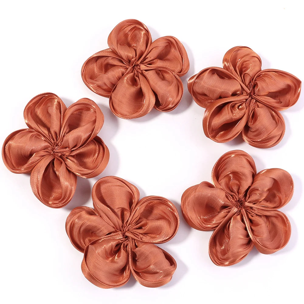 fleurs artificielles tissu satinées rose beige gris orange bleu jaune clips cheveux décoration bricolage
