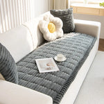 housse canapé gris clair rayures horizontales flanelle salon hiver moderne