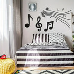décoration murale moderne notes musicales autocollant noir minimaliste