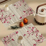 tapis table moderne fleurs cerisier texture bambou printemps saint valentin beige rose