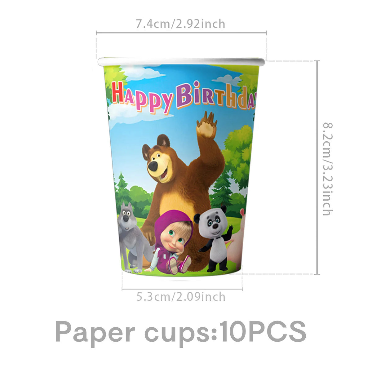 ensemble vaisselle jetable masha ours assiettes gobelets serviettes anniversaire enfant cartoon