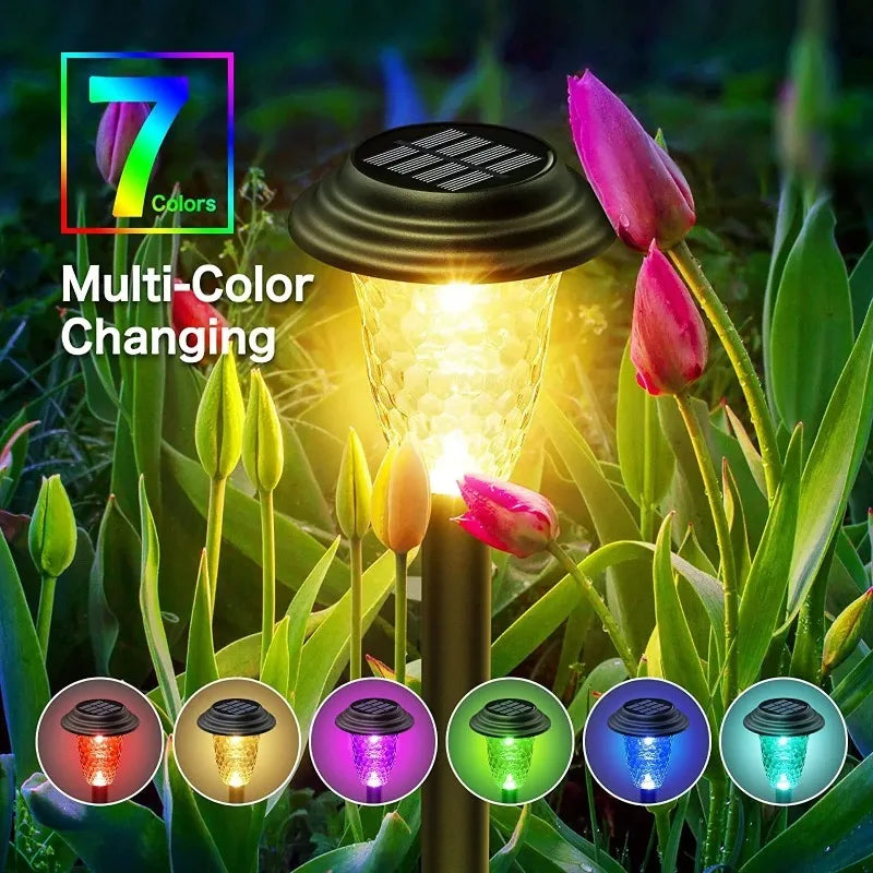 lampe solaire jardin led moderne acier poli ip65 verre texturé noir transparent alléeextérieur