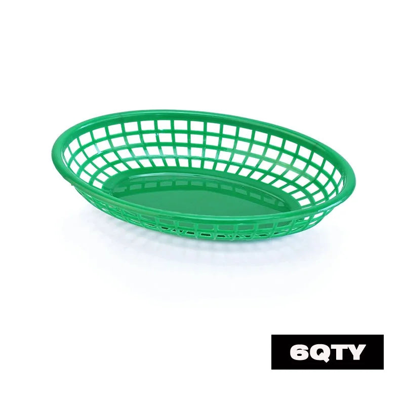 paniers ovales plastique noir vert rouge jaune moderne grille alimentaire service restauration rapide