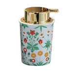 distributeur savon liquide mousse floral vintage blanc rouge vert or