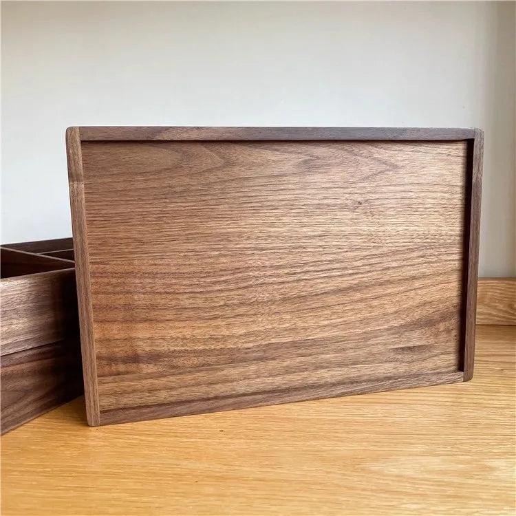 boîte compartiments bois marron foncé minimaliste respectueuse environnement réutilisable articles divers rangement moderne