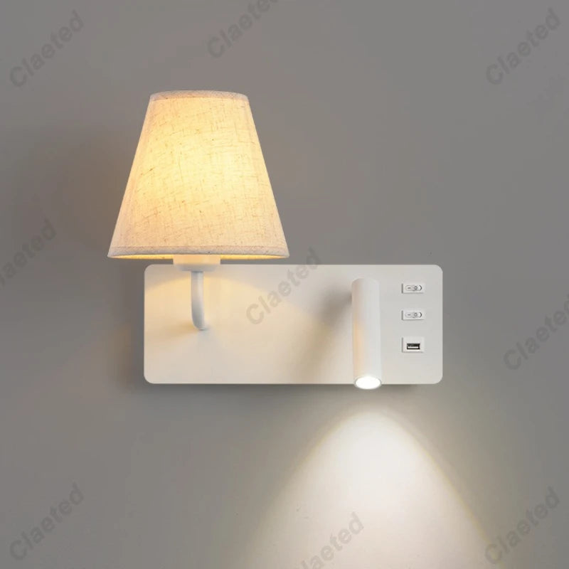 lampe murale moderne prise usb abatjour orientable blanc beigeclair
