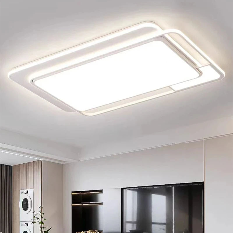 plafonnier led blanc contemporain moderne salon chambre opacité fixations invisible