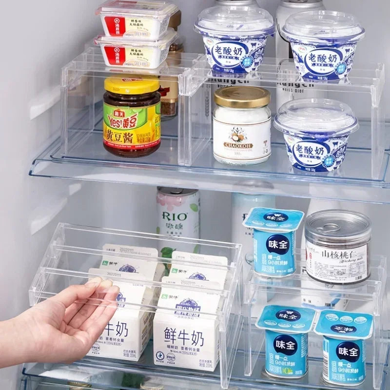 organiseur réfrigérateur transparent moderne adhésif plusieurs compartiments rangement cuisine ecofriendly