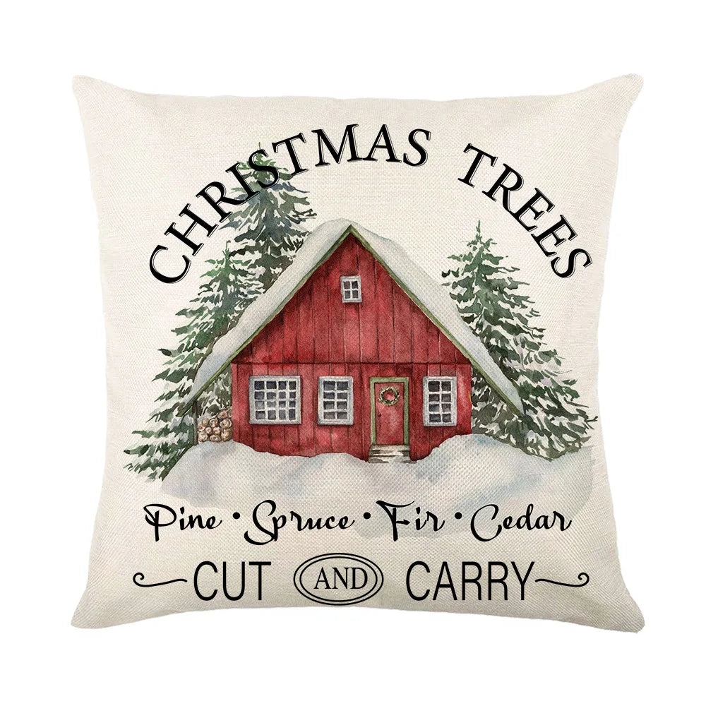 coussin carré noël arbre renne guirlande bonhomme neige décoration maison traditionnel opacité fixe