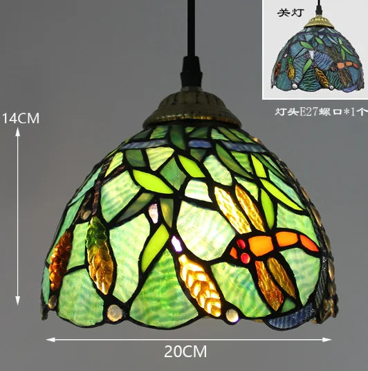 lampe suspendue tiffany multicolore stained glass floral salon chambrehôtel