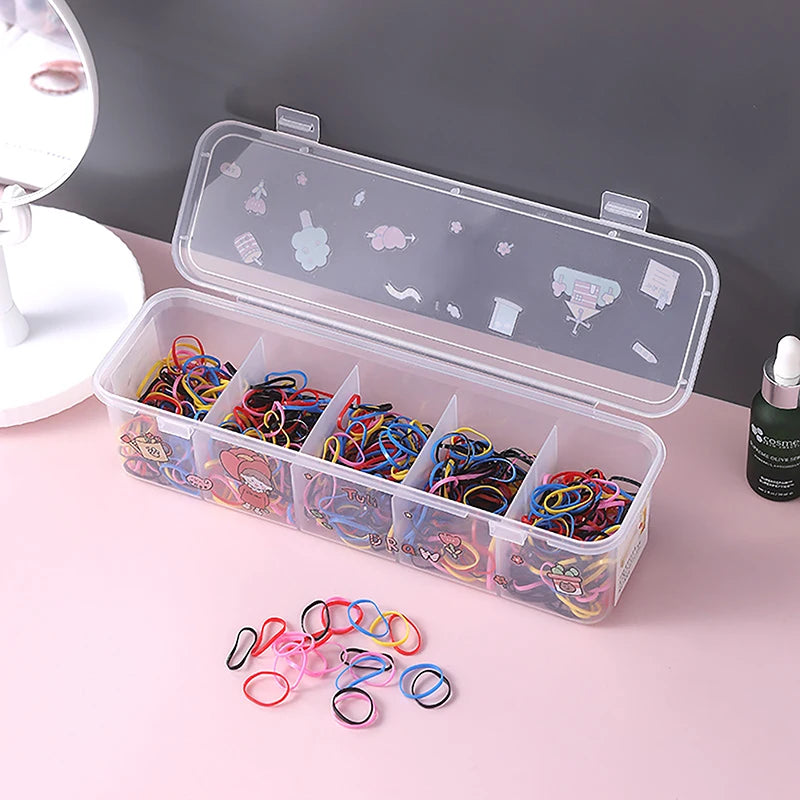 boîte rangement accessoires cheveux transparente imprimée clips rubans modernes pratique