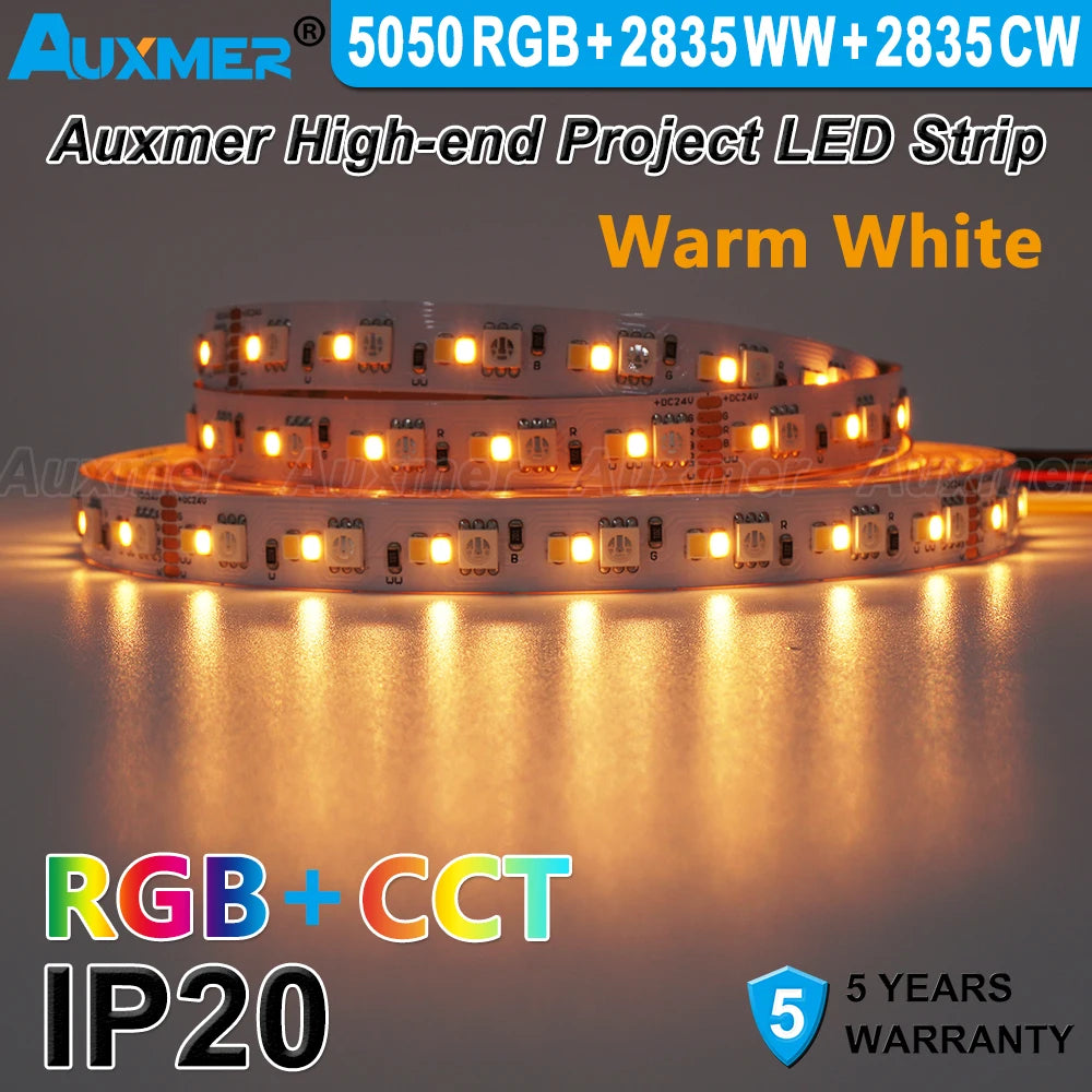 ruban led rgb blanc chaud froid adhésif moderne 24v 50000h 2000 6500k cct smd