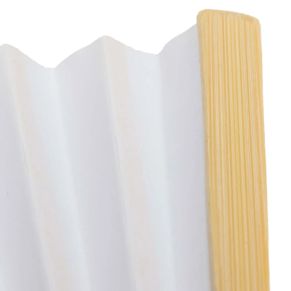 éventail pliant bambou papier blanc rayures traditionnel calligraphie peinture cadeau mariage bricolage