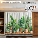 rideau décoration botanique impression plantes pots fond blanc rustique moderneôtel hospitalierôtel polyester machine wash