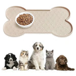 tapis animal imperméable beige clair imprimé pattes chien moderne bol