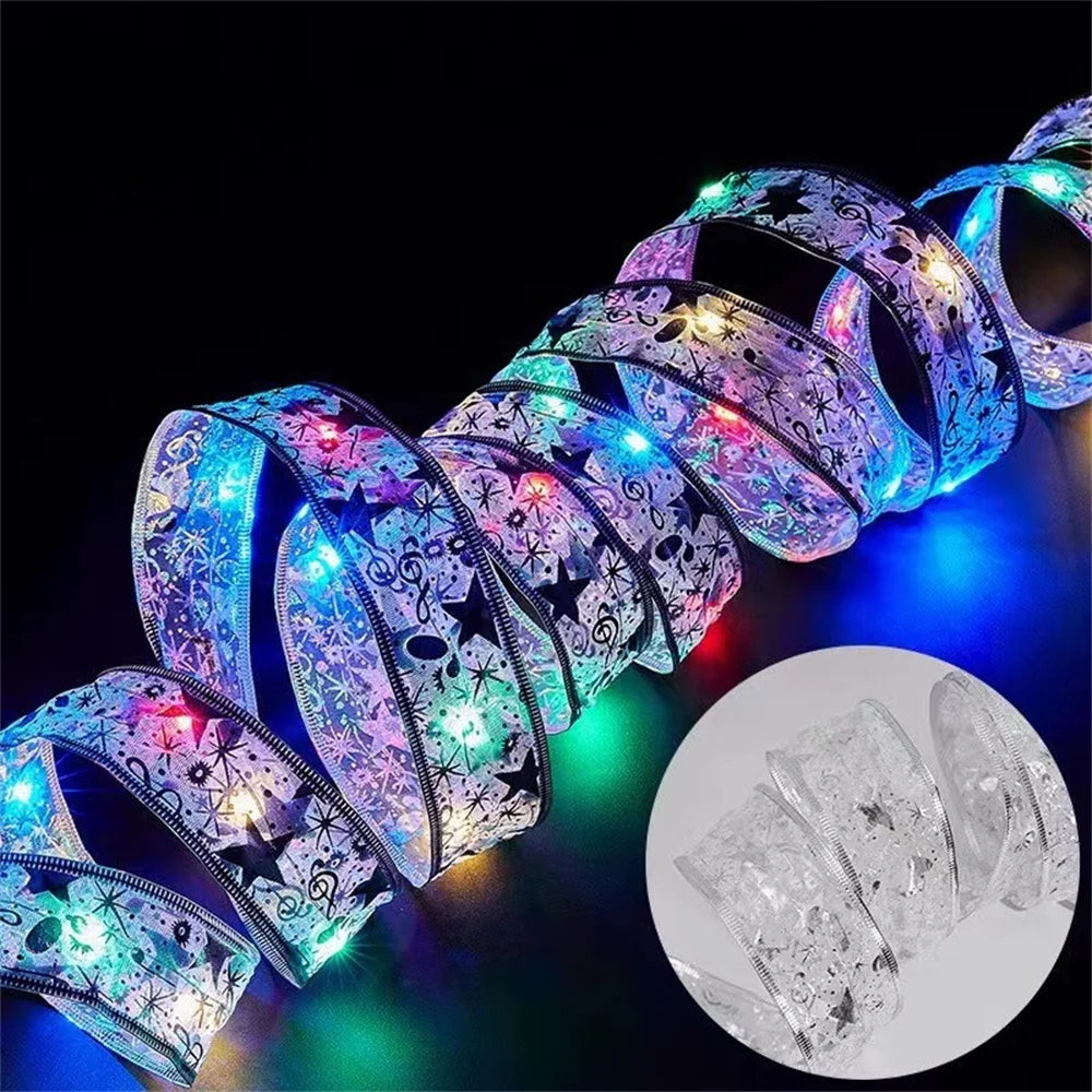 ruban lumineux étoiles motifs floraux blanc doré multicolore adhésif vacances décoration noël nouvel an