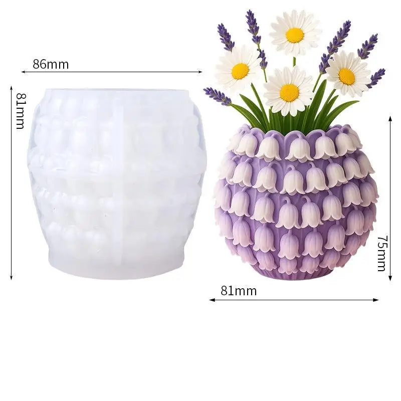 vase tulipe blanc moderne minimaliste silicone polyrésine spatule poudre decoration intérieure artisanale