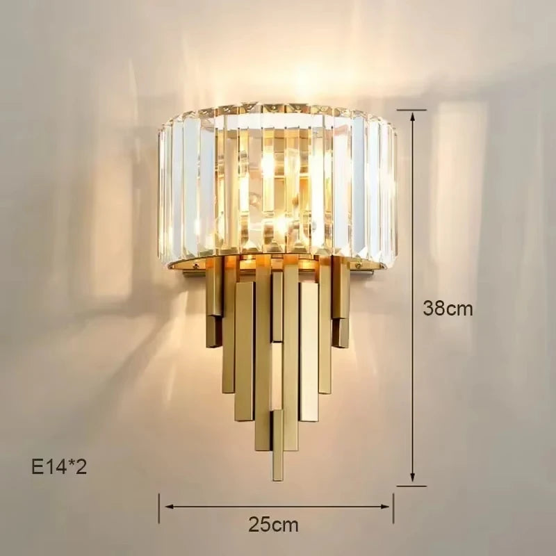 applique murale moderne or transparent led verrous vertical chambre salon