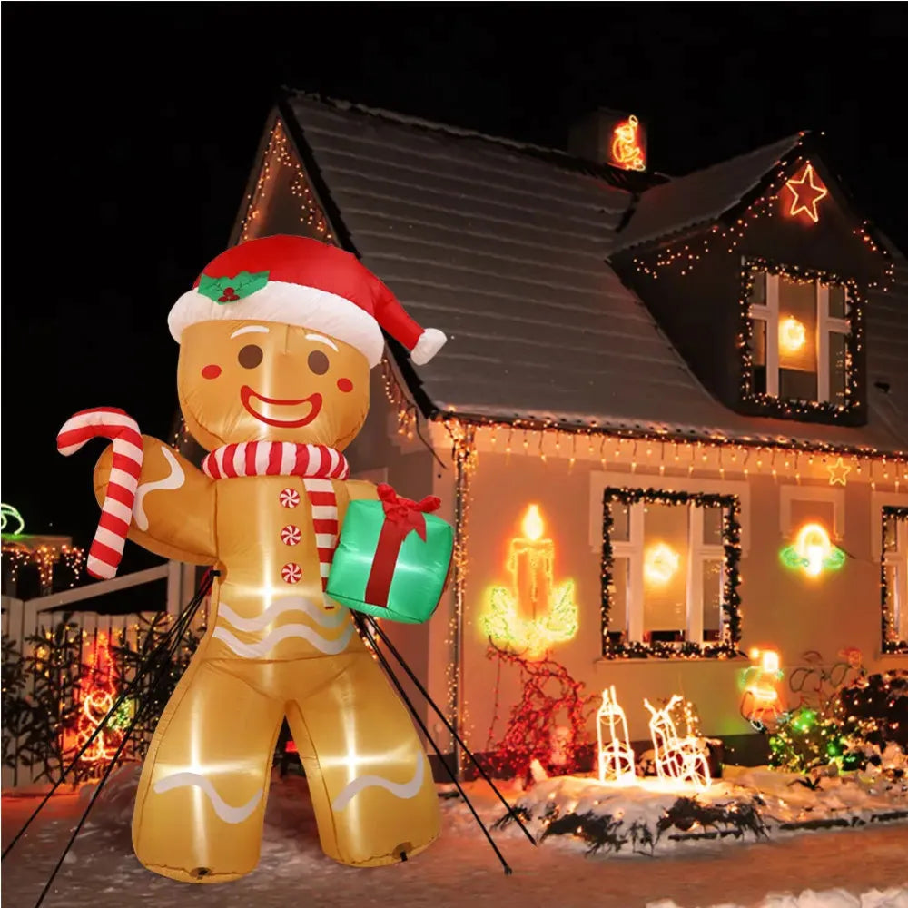 Bonhomme en pain d'épice gonflable avec lumières