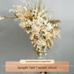 arche decorative boho chic fleurs artificielles blanc beige doré vert