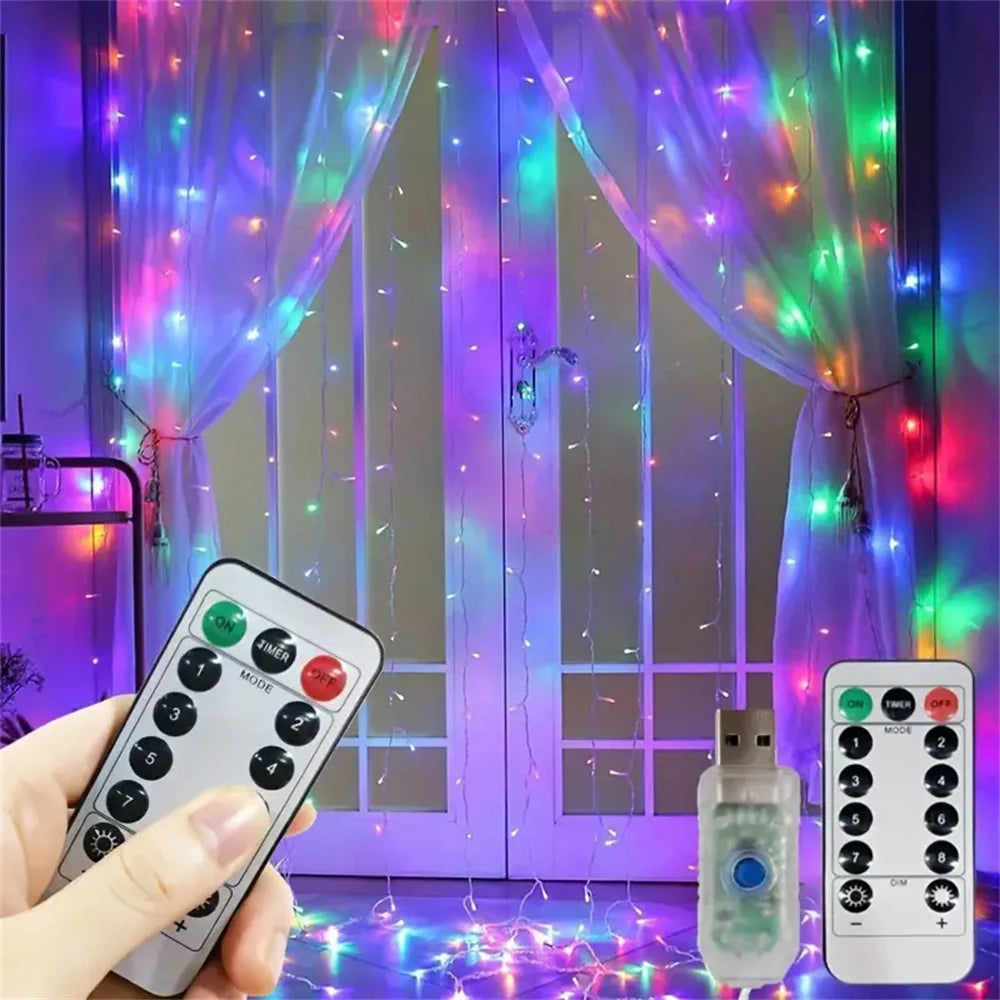 rideau lumineux led multicolore étoiles translucide moderne télécommande usb 3m 100leds
