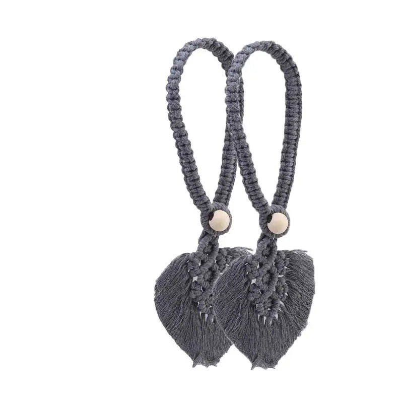 rideaux macramé boho franges beige vert gris jauneclair