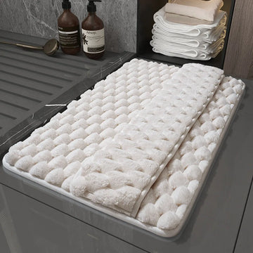 tapis bain microfibre antidérapant absorption eau doux moderne blanc beige gris