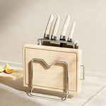 bloc couteaux blanc texture bois moderne support métallique couteaux organisation cuisine