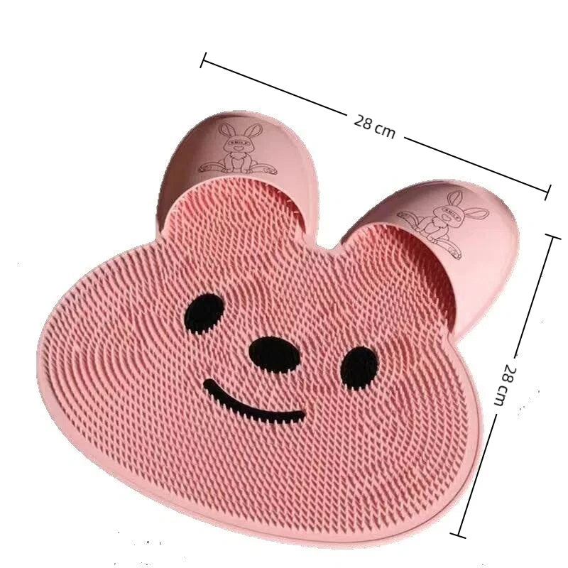 tapis bain antidérapant blanc rose ventouse exfoliation massage pieds mignon salle bain sécurité