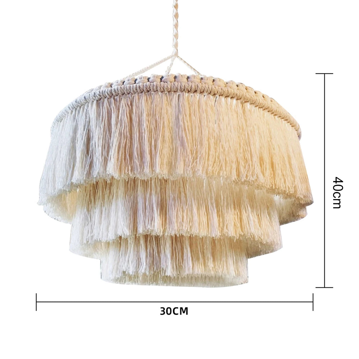 suspension boho macramé franges chaîne métallique décoration chambre salon artisanal