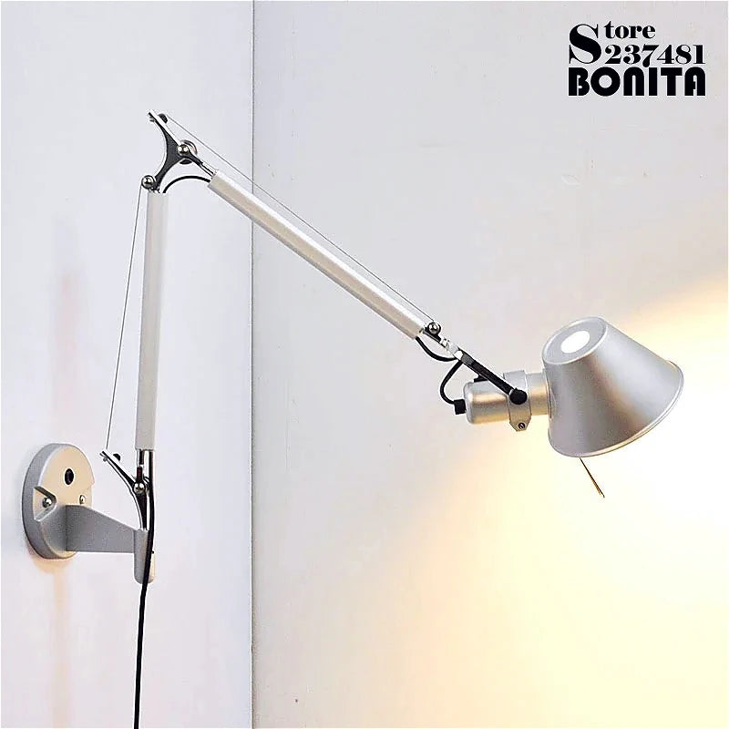 appliques murales pliables réglables moderne argent câble électrique adhésif fixé mur flux lumineux led