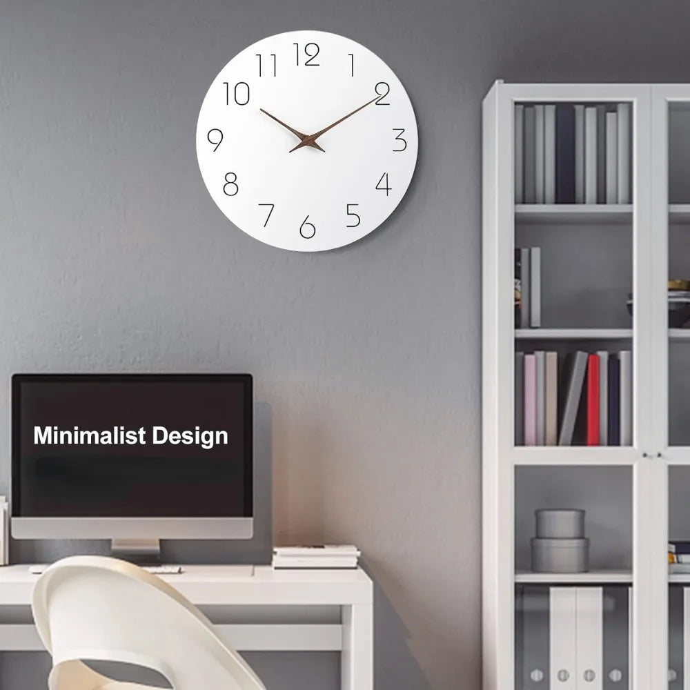 horloge murale bois blanc minimaliste aiguille quartz 305mm salon simple
