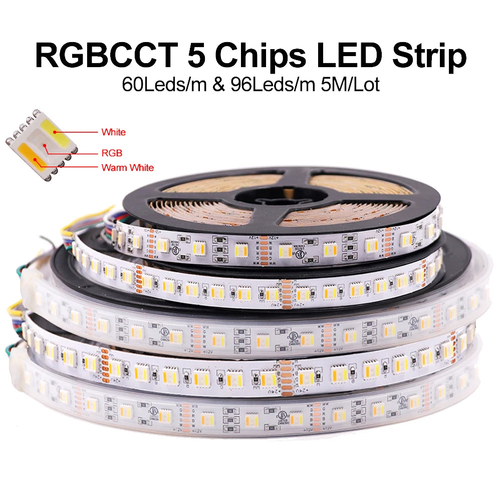 ruban led flexible rgb blanc chaud ip65 60leds adhésif moderne étanche 5m