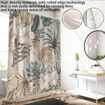 rideau douche tropical feuilles vertes fleurs blanches opacité moderne 12 anneaux métalliques polyester dimension