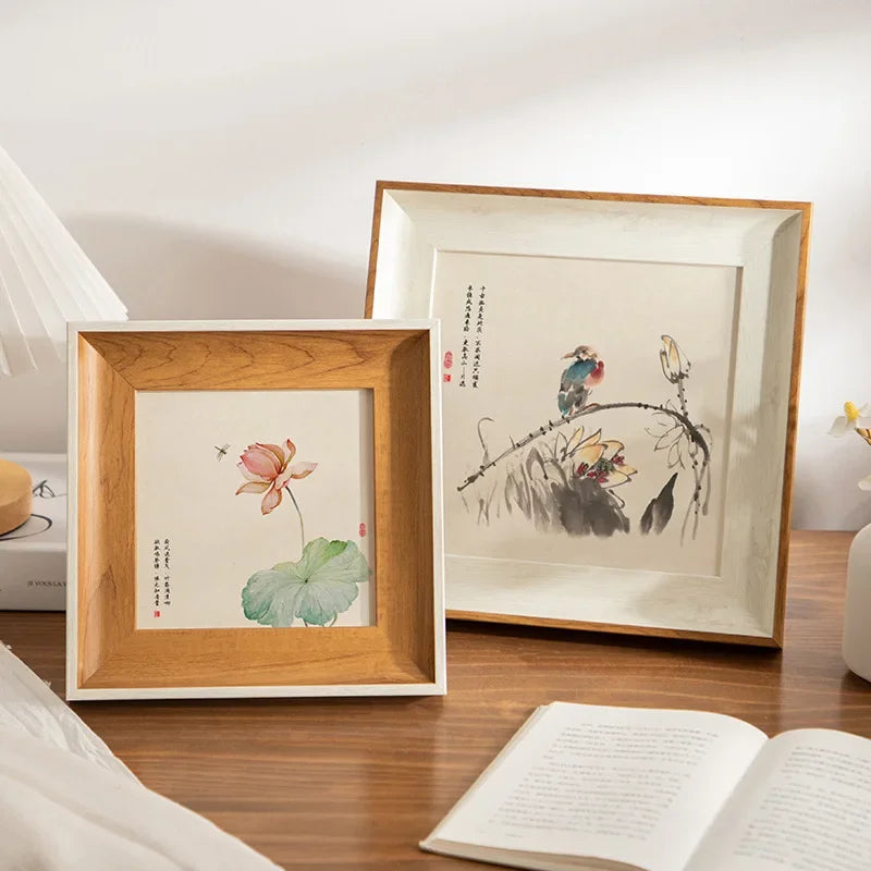 cadre photo aquarelle artiste bois naturel blanc famille décoration intérieur mariage