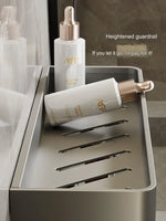 étagère murale moderne gris métallisé clips serviettes bouteilles cosmétiques flacons parfum brosse électrique 30cm