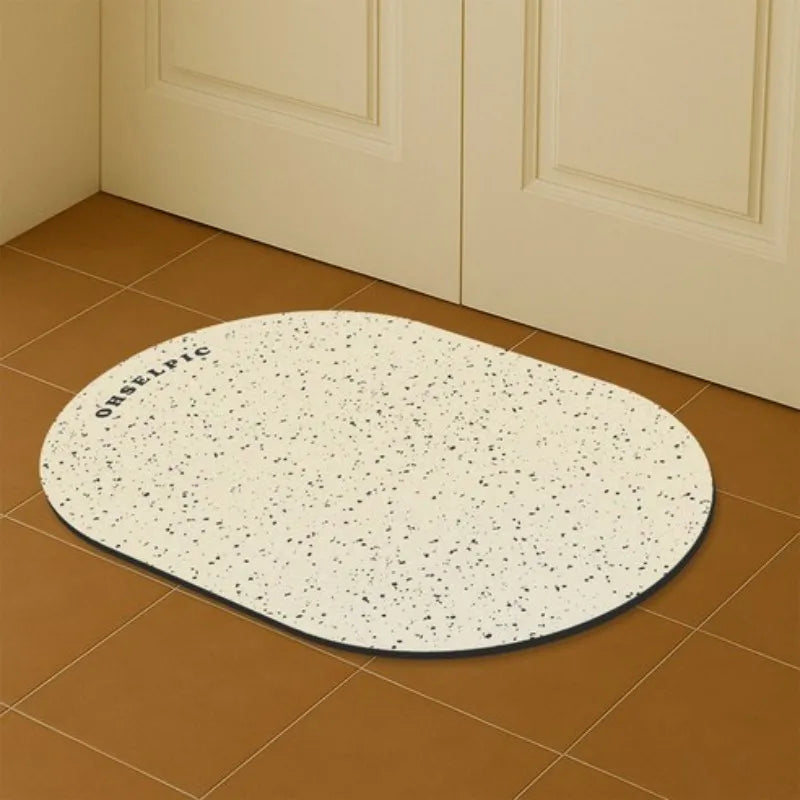 tapis salle bain antidérapant absorbant lavable blanc noir marron vert bleu moderne minimaliste points