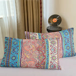 lot deux taies d'oreiller rectangulaires 48x74cm housse coussin décorative motif géométrique moderne