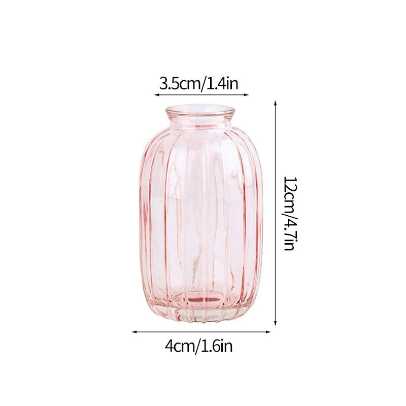vases transparents moderne rayures verticales fleurs artificielles minimaliste verre deco table salon