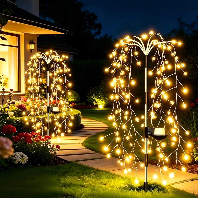 guirlande lumineuse solaire moderne filaments blancs lumières dorées ip65 led abs rgb warmextérieur jardin