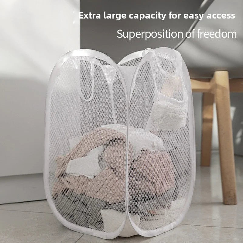 panier linge moderne pliable gris noir maille métal respectueux environnement poignées capacité grande
