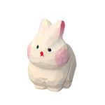 statue animale bois figurine bleu rose motif floral minimaliste yeux stylisés petite deco