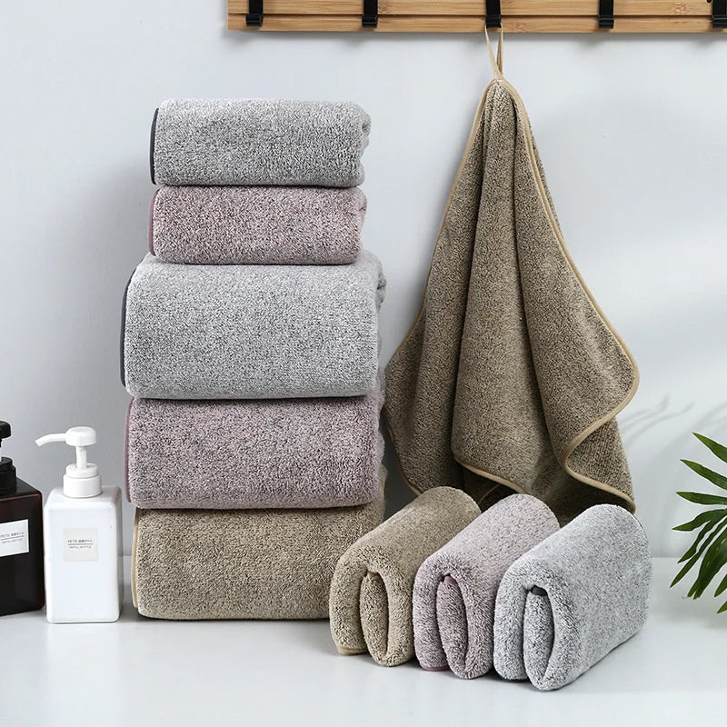 serviette bain fibre bambou gris rayures moderne douce absorbante séchage rapide lavable machine rose