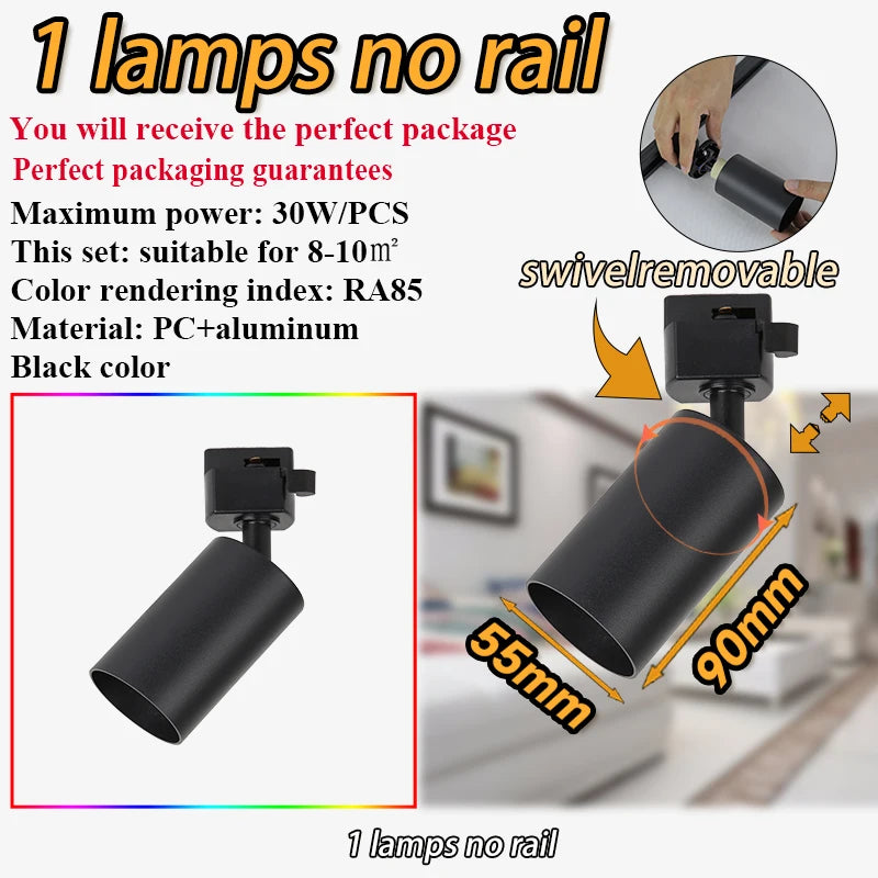 spots noir modernes gu10 12pcs fixés 55x90mm variable intensity