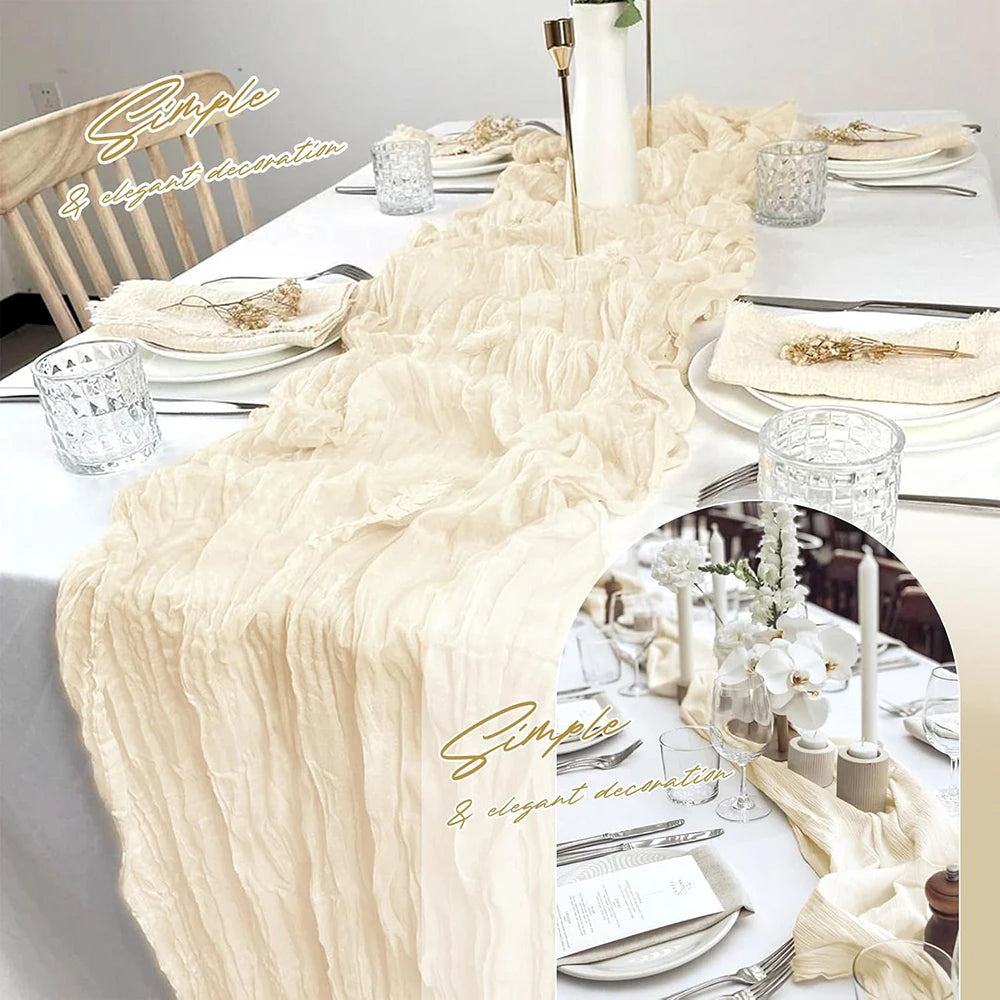 serviette table beige froissée décoration élégante maison mariage réception anniversaire boho rustique festive