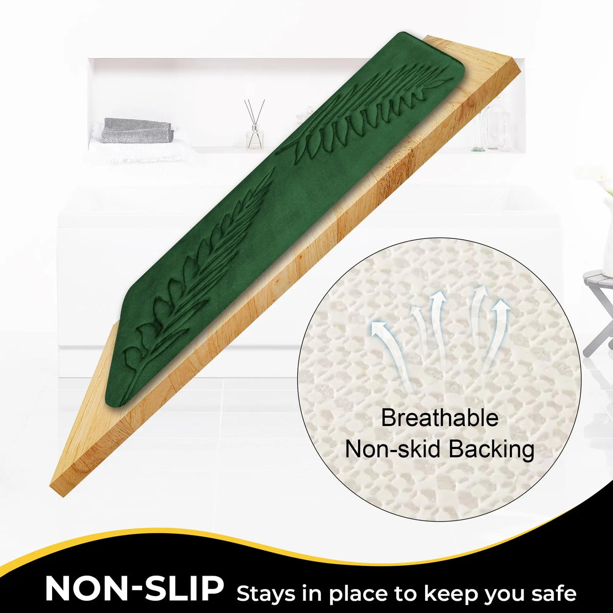tapis bain doux antidérapant rapide absorbant moderne feuilles palmier vert foncé