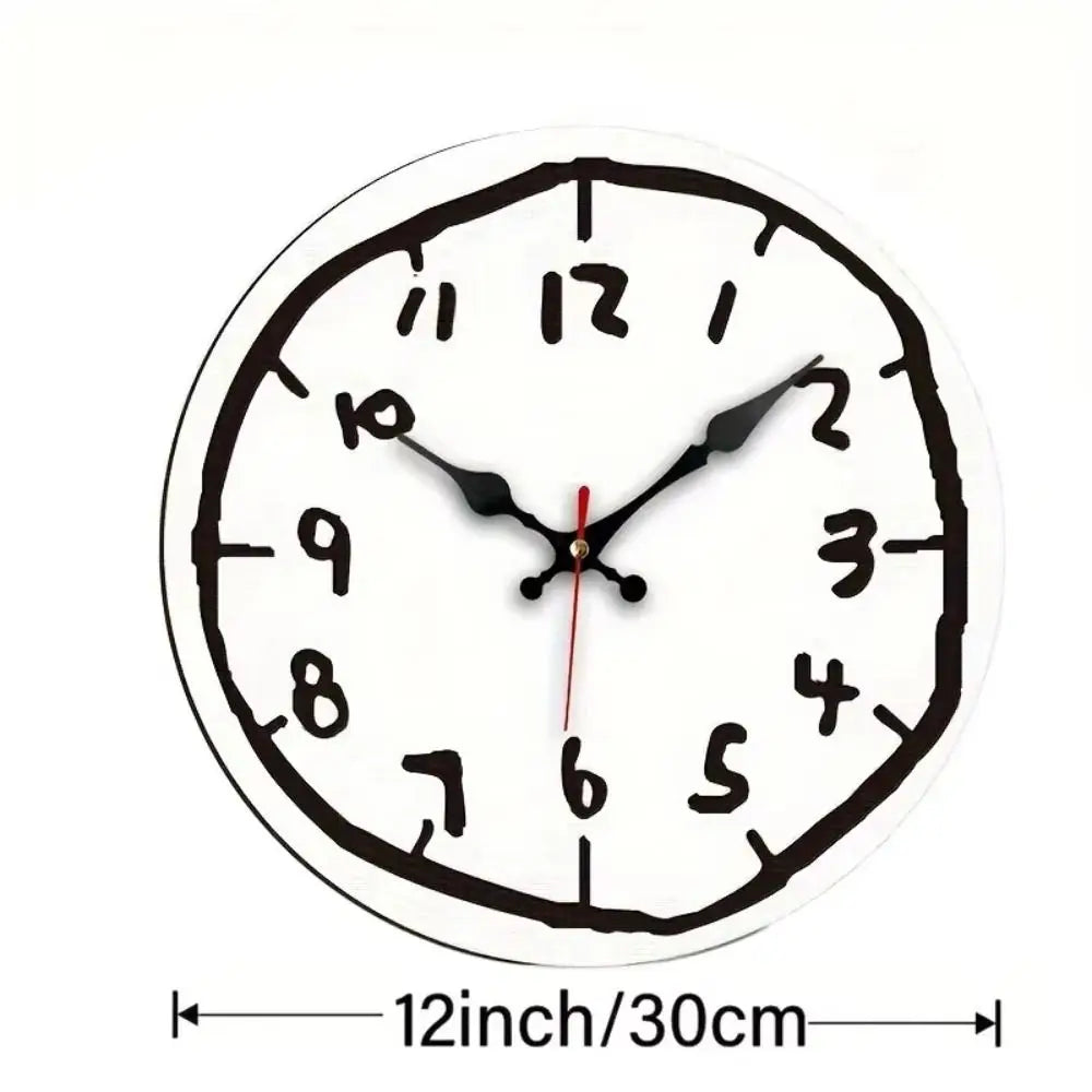 horloge murale numérique 30cm dessins animés minimaliste couleur noire blanche rouge