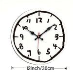 horloge murale numérique 30cm dessins animés minimaliste couleur noire blanche rouge