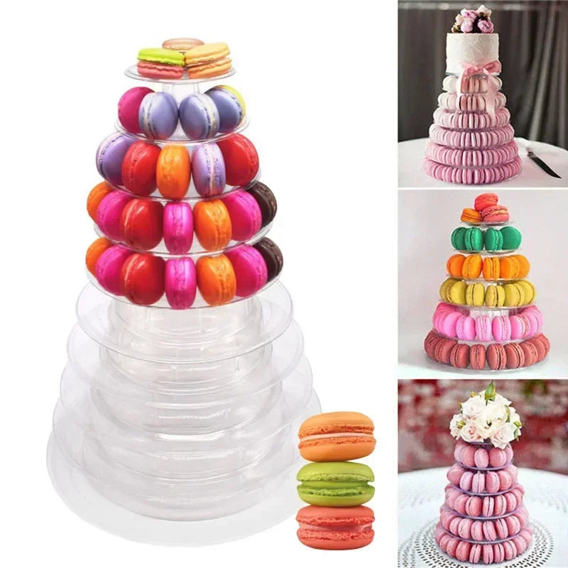 support macarons transparent moderne stand pâtisserie décoration mariage anniversaire cake display stand assembler adhésif