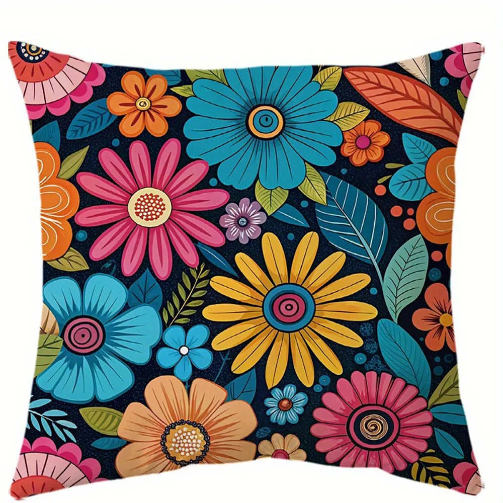 taies d'oreiller motif floral multicolore moderne housse coussin polyester peacheskin zipper 40x40cm 45x45cm 50x50cm